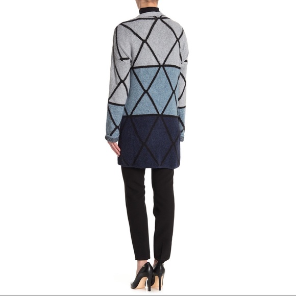 NWT Joseph A. Ombre Grid Cardigan in Blue Combo - Picture 2 of 6